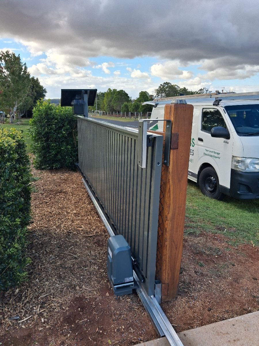 after Woodland Grey Powder-coated Aluminium Sliding Gate – Sliding Gate & PA Gate, Cabarlah
