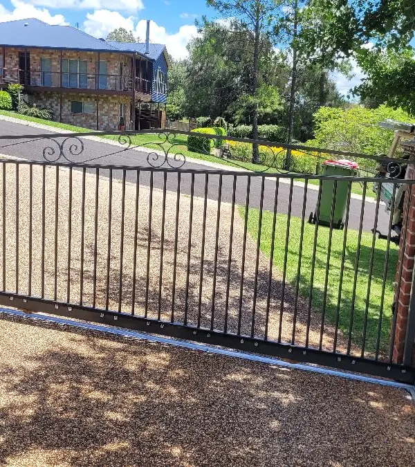 after Woodland Grey Powder-coated Aluminium Sliding Gate – Slide Gate + Motor, Centenary Heights
