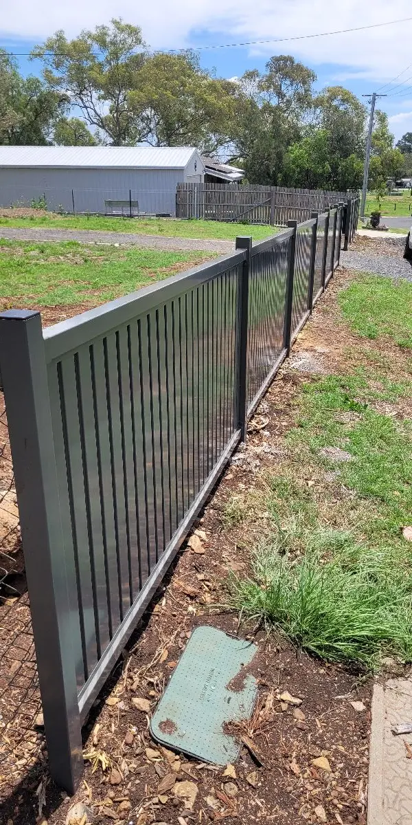 after Woodland Grey Powder-coated Aluminium Sliding Gate – Gate + Motor + Fence, Kingsthorpe