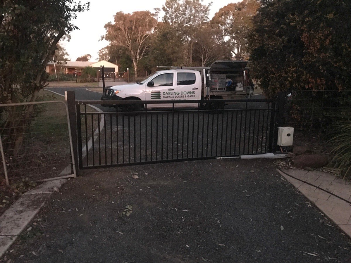 before Black Powder-coated Steel Swing Gate – Posts, Cotswold Hills