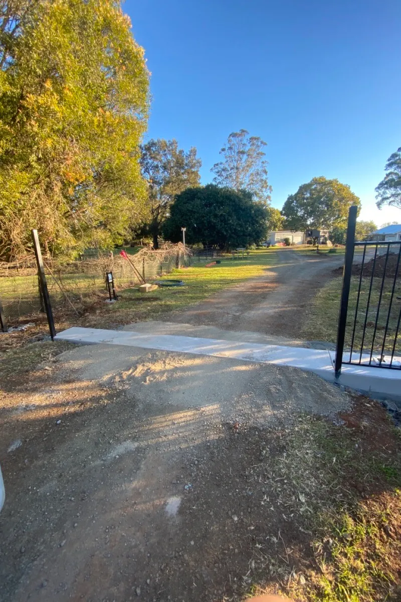 before Nightsky Powder-coated Aluminium Sliding Gate – Slide Gate + Motor, Highfields