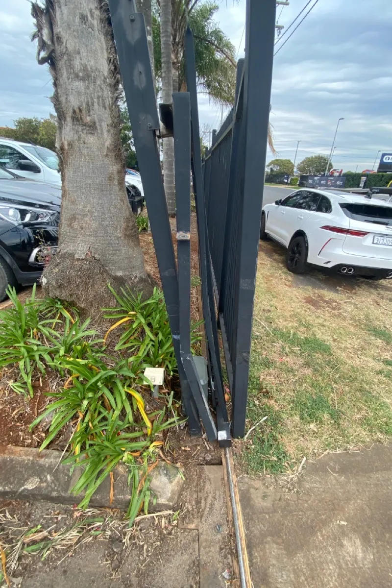 before Black Powder-coated Steel Sliding Gate – Gate Impact, Glenvale