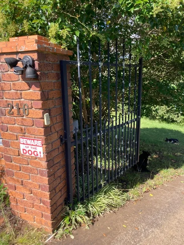 before Black Powder-coated Aluminium Swing Gate – Gate repairs, Kearneys Spring