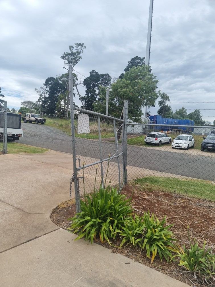 before Galvanised Mesh Sliding Gate – Sliding Gate + Return + Motor, Harristown