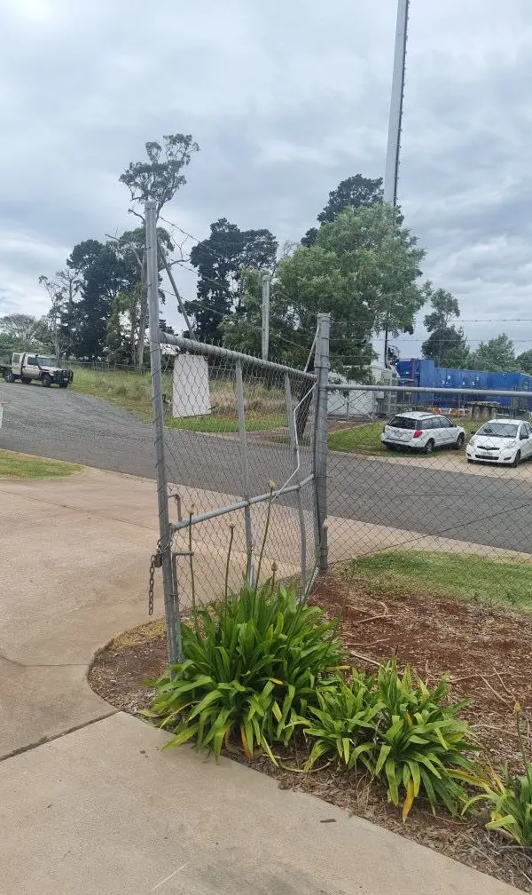 before Galvanised Mesh Sliding Gate – Sliding Gate + Return + Motor, Harristown