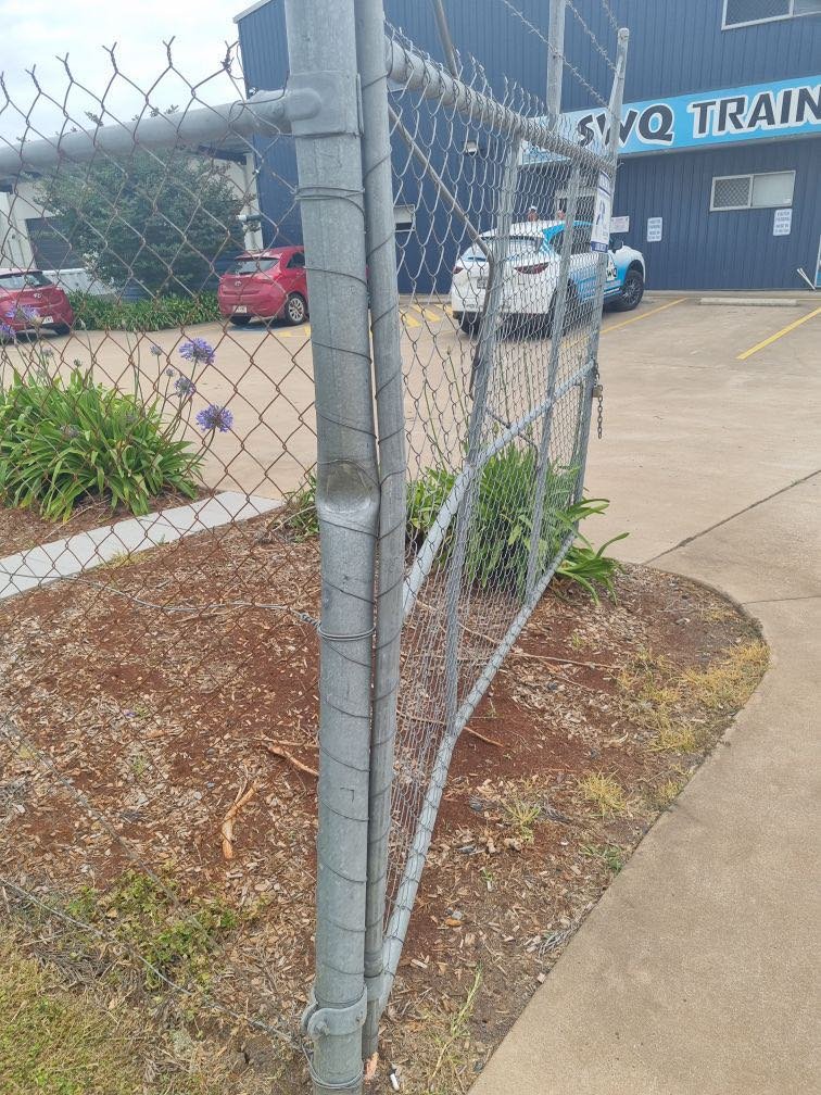 before Galvanised Mesh Sliding Gate – Sliding Gate + Return + Motor, Harristown