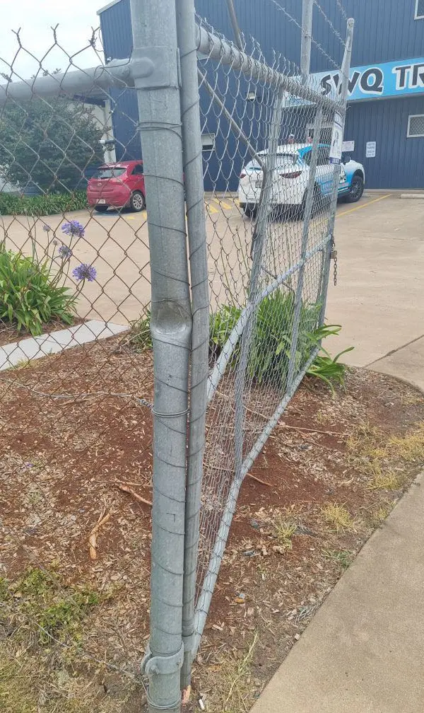 before Galvanised Mesh Sliding Gate – Sliding Gate + Return + Motor, Harristown
