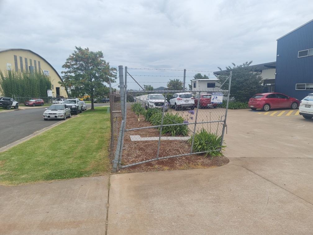 before Galvanised Mesh Sliding Gate – Sliding Gate + Return + Motor, Harristown