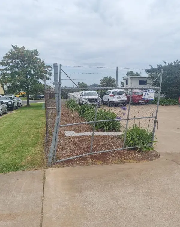 before Galvanised Mesh Sliding Gate – Sliding Gate + Return + Motor, Harristown