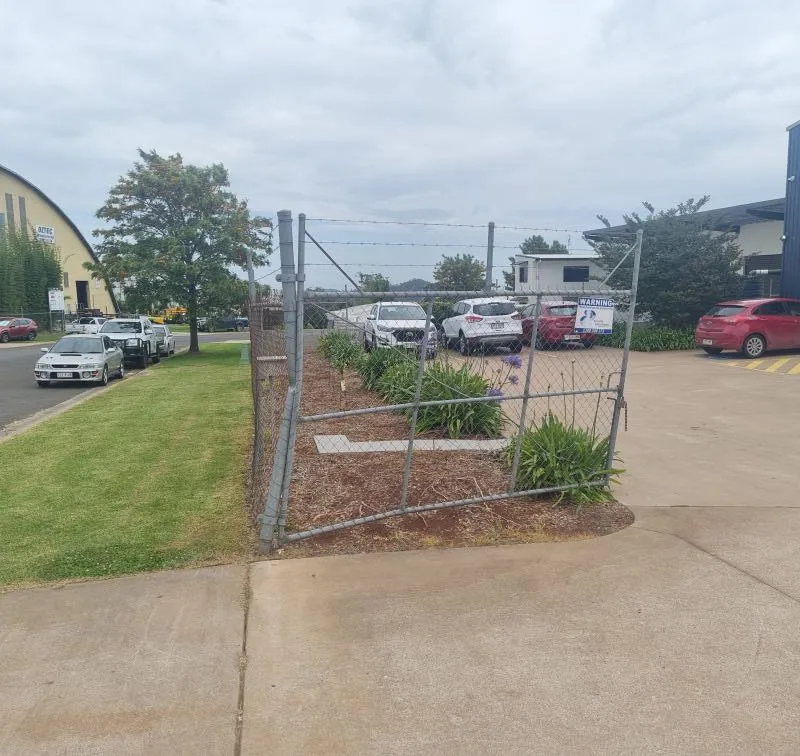 before Galvanised Mesh Sliding Gate – Sliding Gate + Return + Motor, Harristown