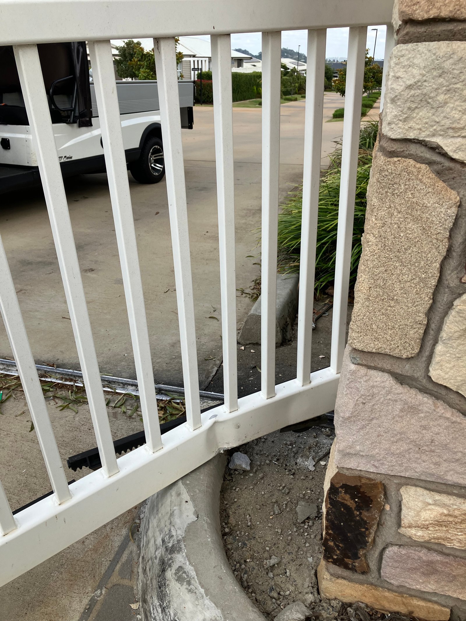 before White Powder-coated Aluminium Sliding Gate – Sliding Gate + Motor, Harristown