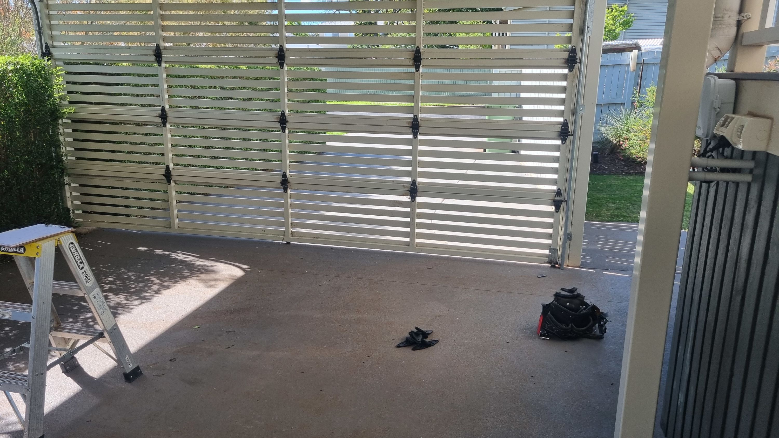 before Cream Powder-coated Aluminium Custom Door – Bar Grill Bottom panel replacement, East Toowoomba