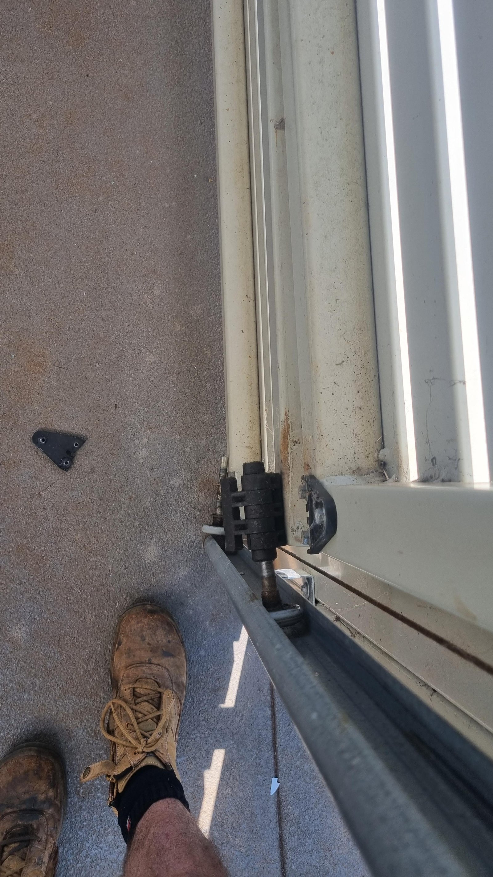 before Cream Powder-coated Aluminium Custom Door – Bar Grill Bottom panel replacement, East Toowoomba