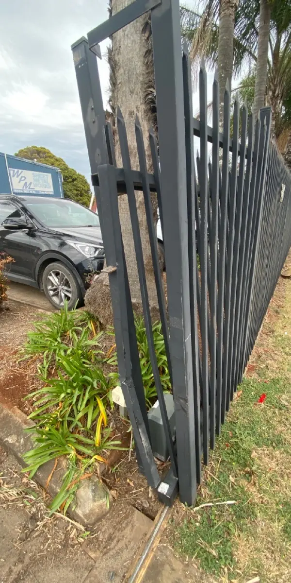 before Black Powder-coated Steel Sliding Gate – Gate Impact, Glenvale