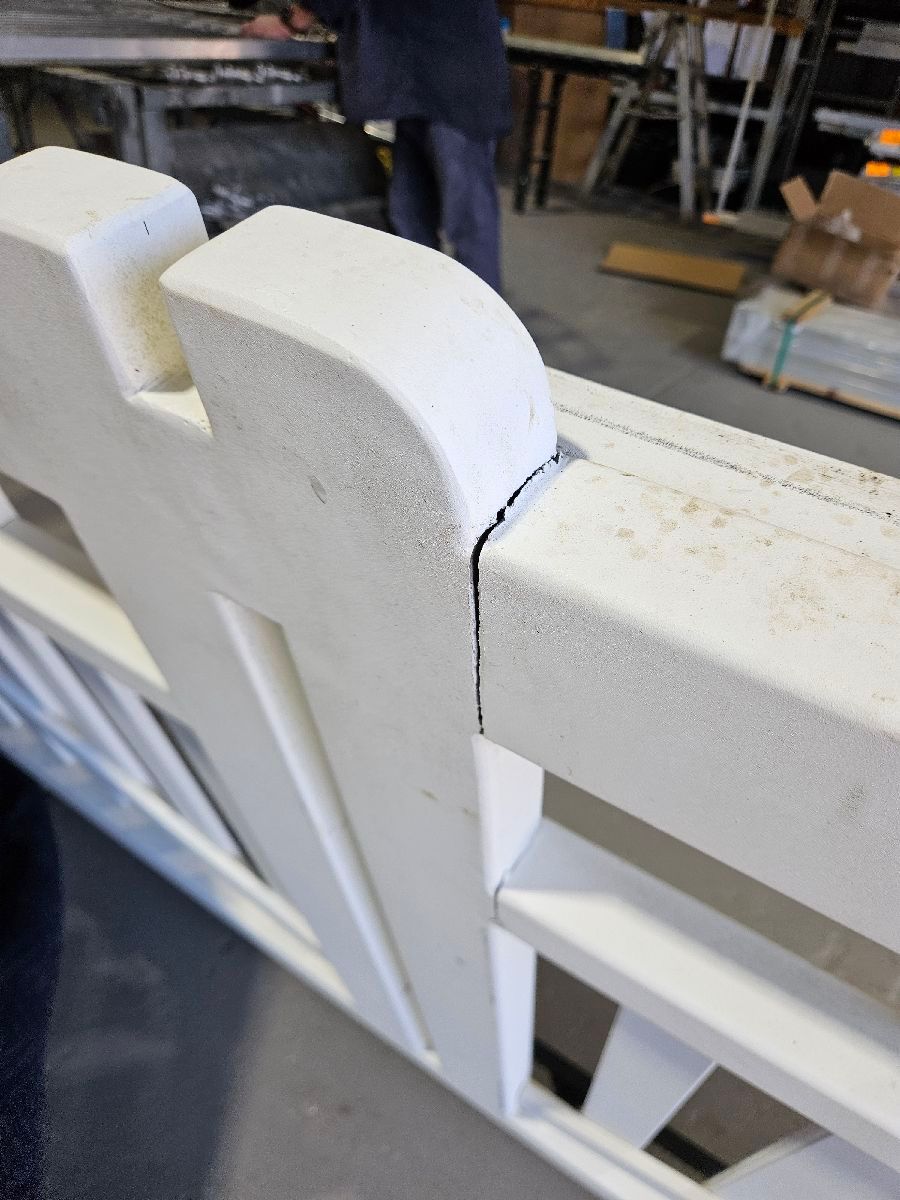 before White Powder-coated Steel Sliding Gate – Gate Vehicle Impact, Wyreema