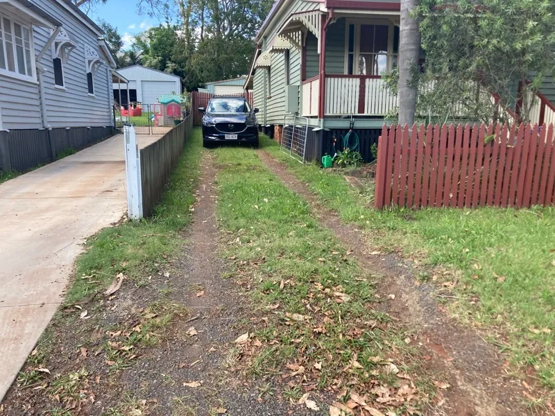 before Manor Red Timber Swing Gate – Aluminium Swing Gate + Motor, Mount Lofty