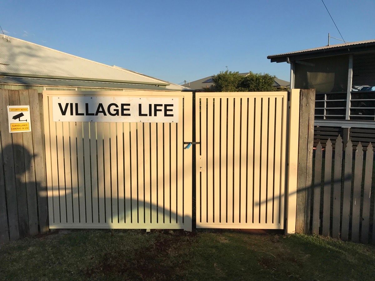 before Cream Powder-coated Aluminium Swing Gate – Gate + Infill, Harristown