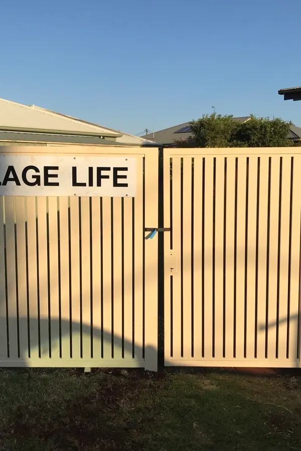 before Cream Powder-coated Aluminium Swing Gate – Gate + Infill, Harristown