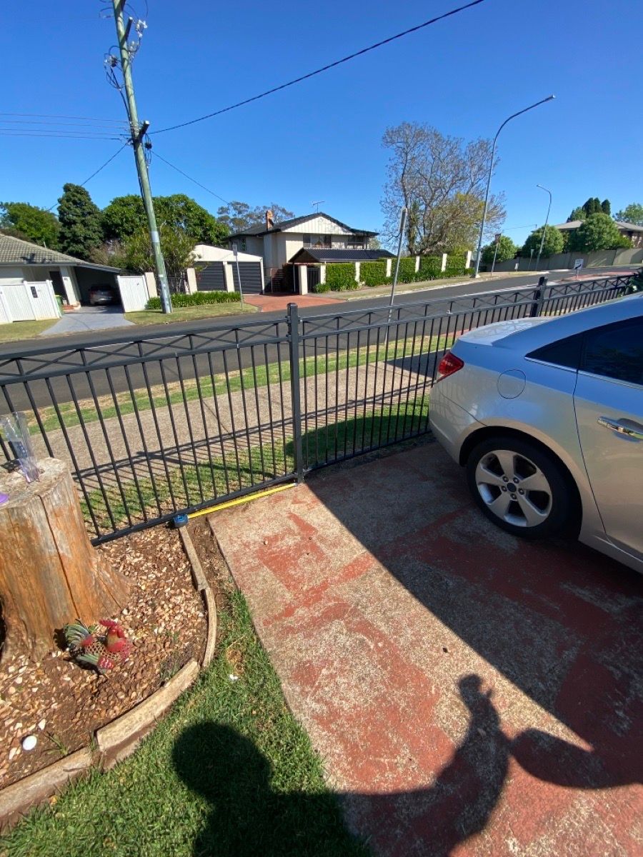 before Black Powder-coated Steel Swing Gate – Swing Gate + Motor, Rangeville
