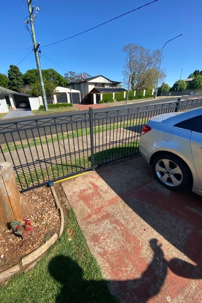 before Black Powder-coated Steel Swing Gate – Swing Gate + Motor, Rangeville