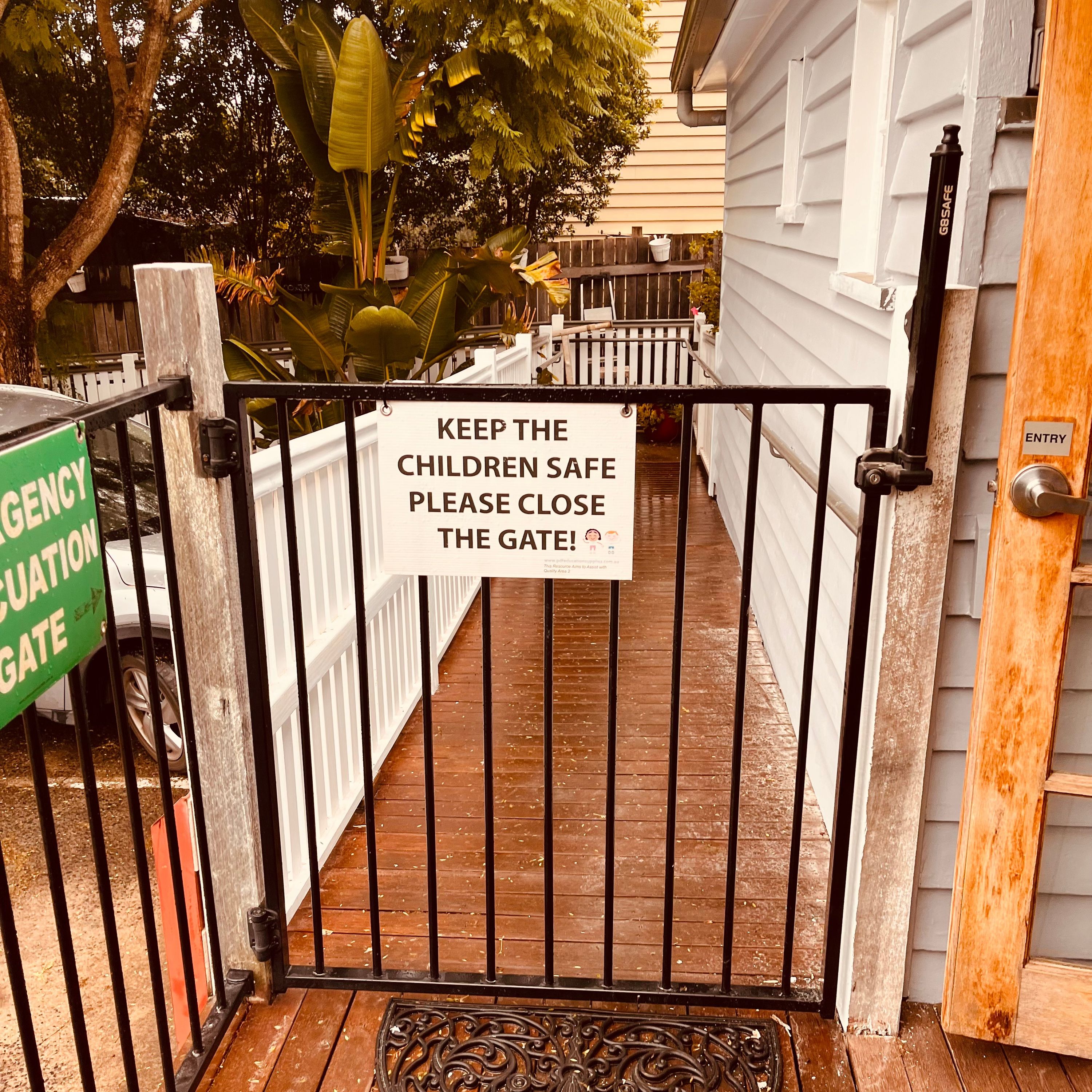 before Black Powder-coated Steel Swing Gate – Gates to Deck, East Toowoomba