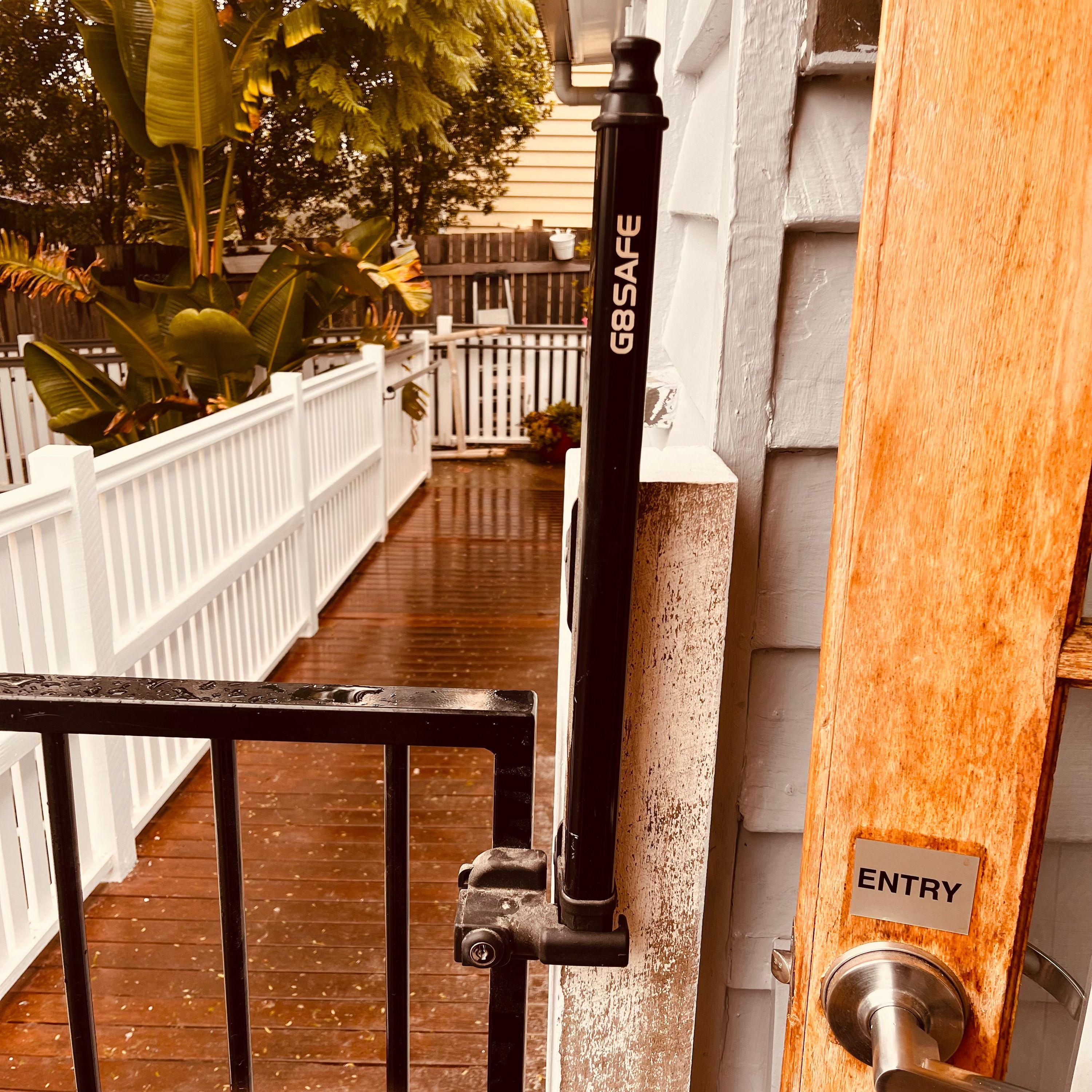 before Black Powder-coated Steel Swing Gate – Gates to Deck, East Toowoomba