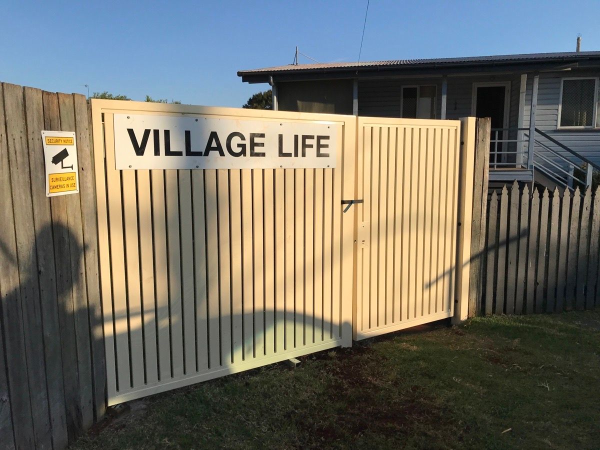 before Cream Powder-coated Aluminium Swing Gate – Gate + Infill, Harristown