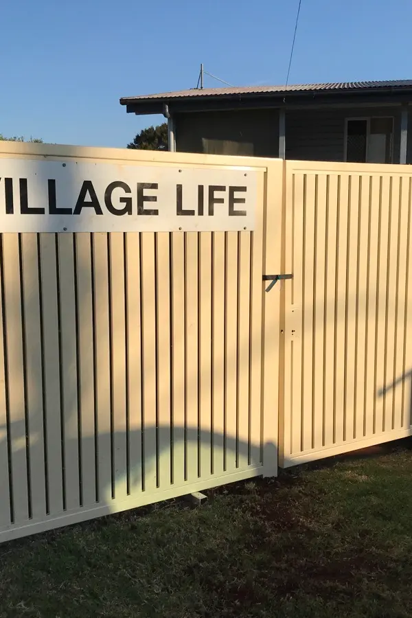before Cream Powder-coated Aluminium Swing Gate – Gate + Infill, Harristown