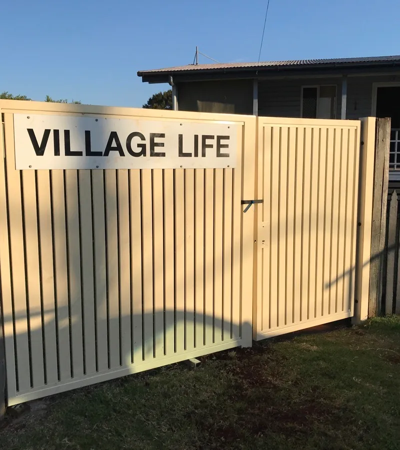 before Cream Powder-coated Aluminium Swing Gate – Gate + Infill, Harristown