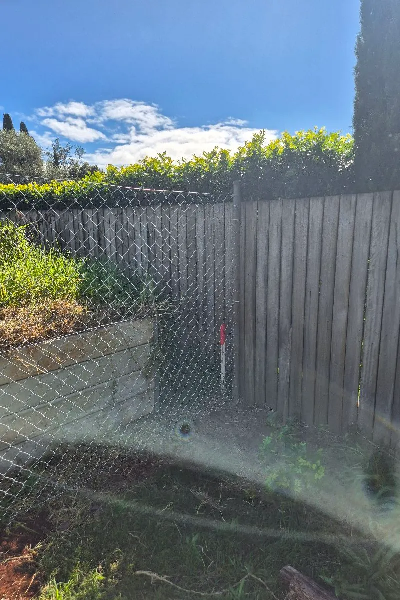 before Black Powder-coated Steel + Chain Mesh Swing Gate – Gate + Fence, Middle Ridge