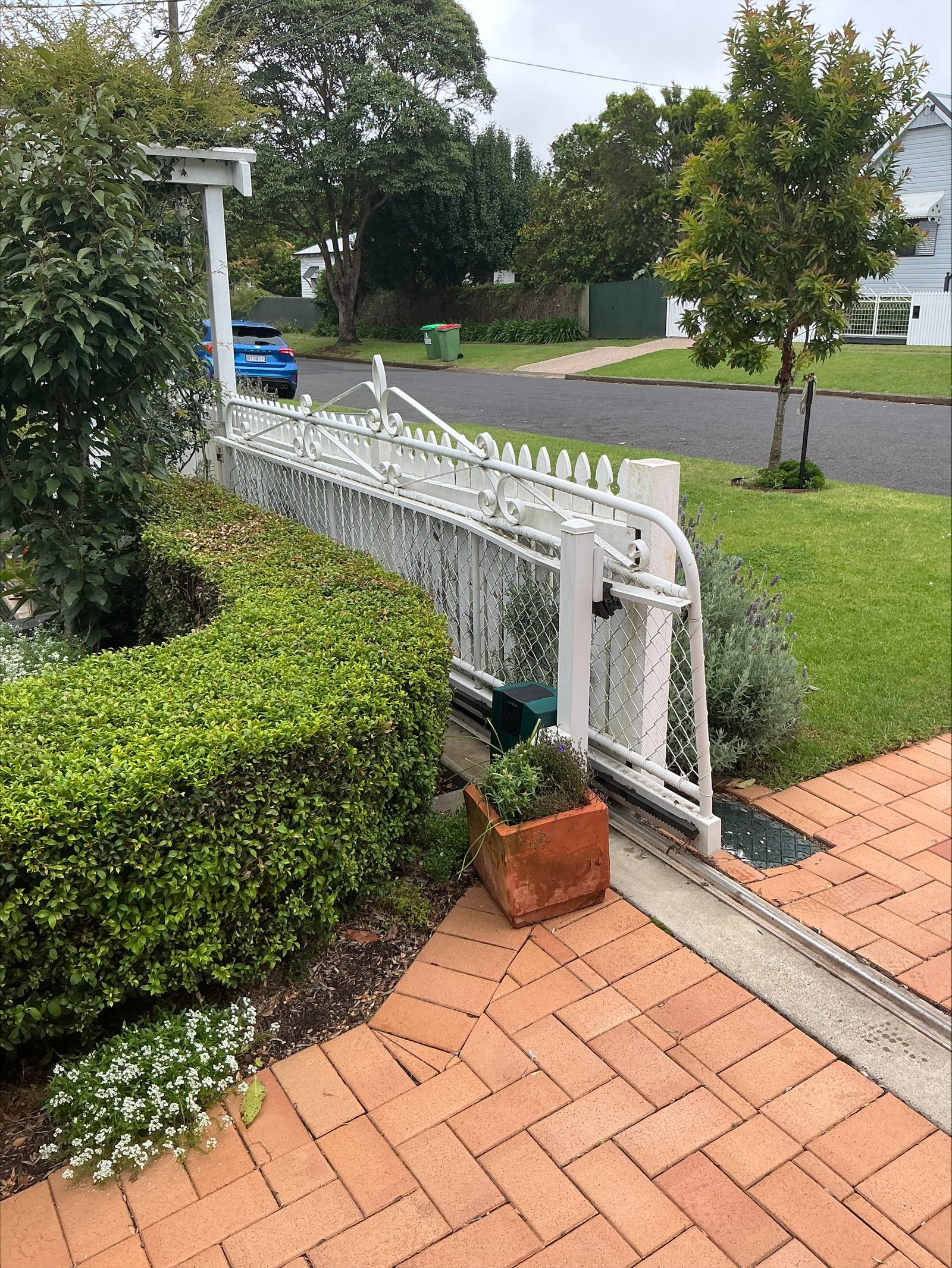 before White Powder-coated Aluminium Sliding Gate – GATE REPLACEMENT, Mount Lofty