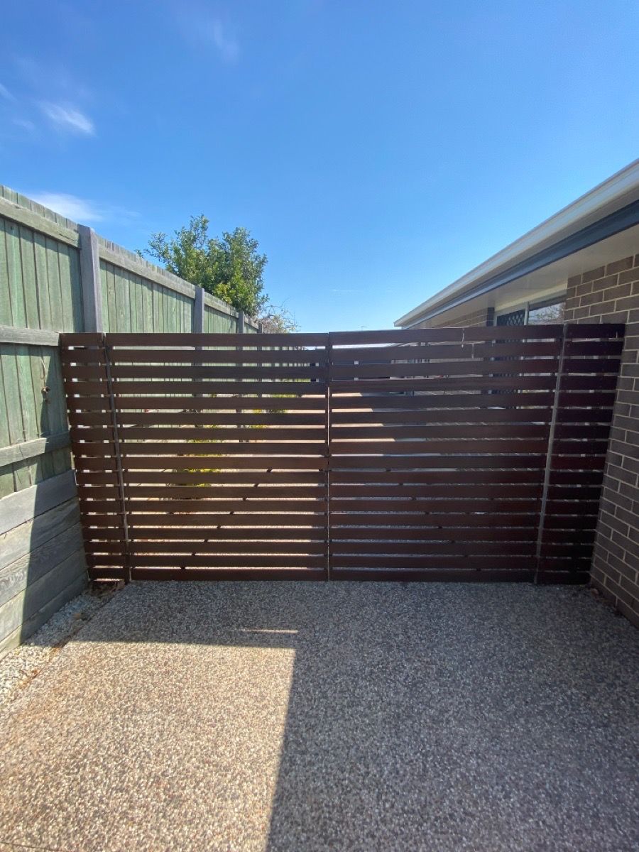 before Brown Timber/Painted Steel Swing Gate – Gate + Motor, Westbrook
