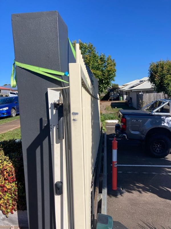 before Cream Powder-coated Aluminium Sliding Gate – GATE REPLACEMENT, Glenvale