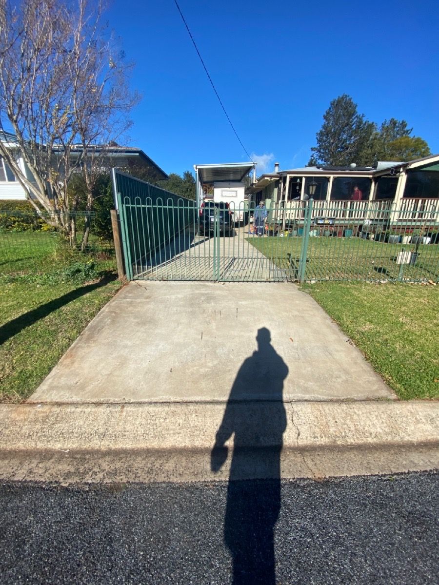 before Cottage Green Powder-coated Steel Sliding Gate – Slide Gate + Motor, Newtown