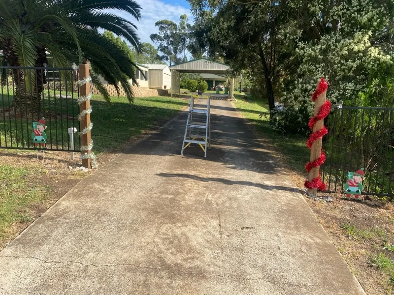 before Black Powder-coated Aluminium Sliding Gate – PIPE GATE + 240V motor, Meringandan West