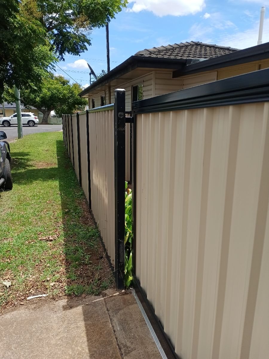 before Mocha Colorbond Steel Sliding Gate – Slide Gate + Motor, Centenary Heights