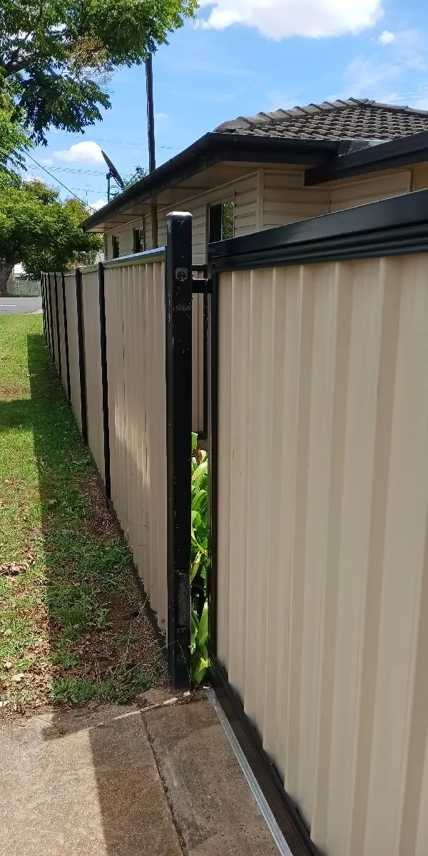 before Mocha Colorbond Steel Sliding Gate – Slide Gate + Motor, Centenary Heights