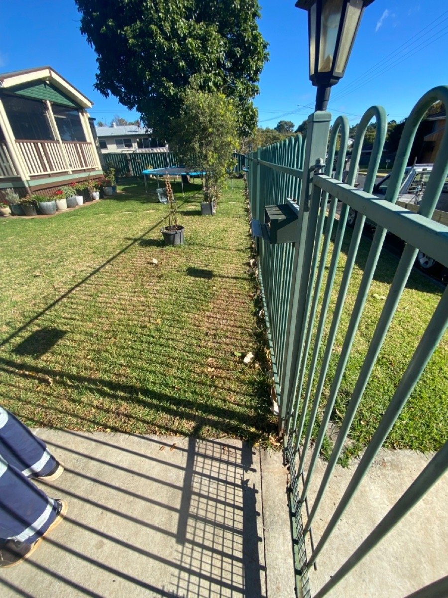 before Cottage Green Powder-coated Steel Sliding Gate – Slide Gate + Motor, Newtown