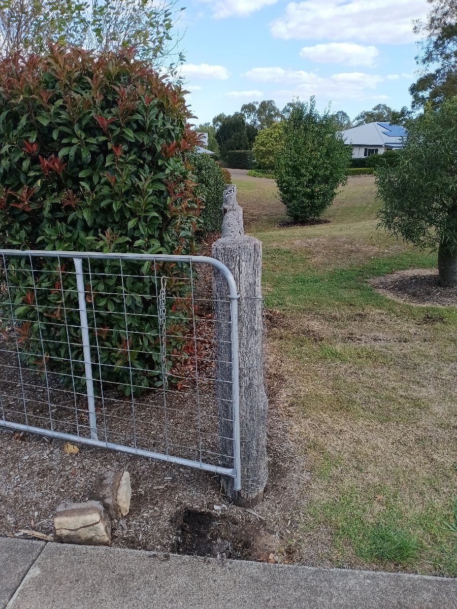 before Galvanised Pipe-Galvanised + Mesh Sliding Gate – Fab Gates + Motorise, Charlton