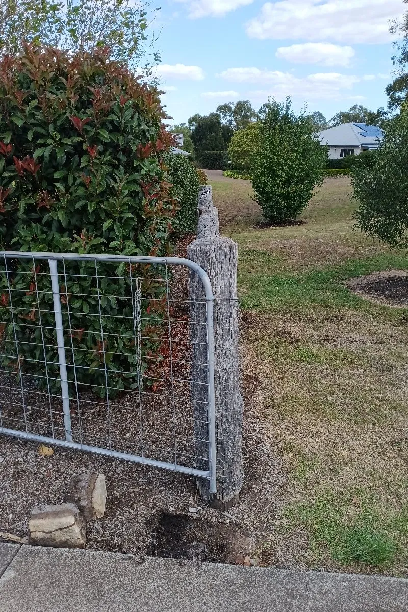 before Galvanised Pipe-Galvanised + Mesh Sliding Gate – Fab Gates + Motorise, Charlton