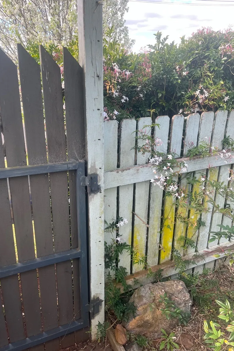 before Grey Timber/Painted Swing Gate – Gate Quote, Centenary Heights