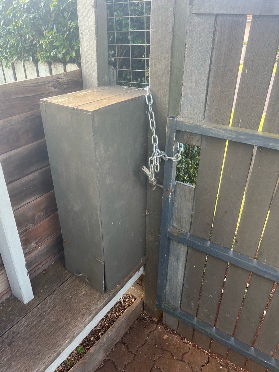 before Grey Timber/Painted Swing Gate – Gate Quote, Centenary Heights