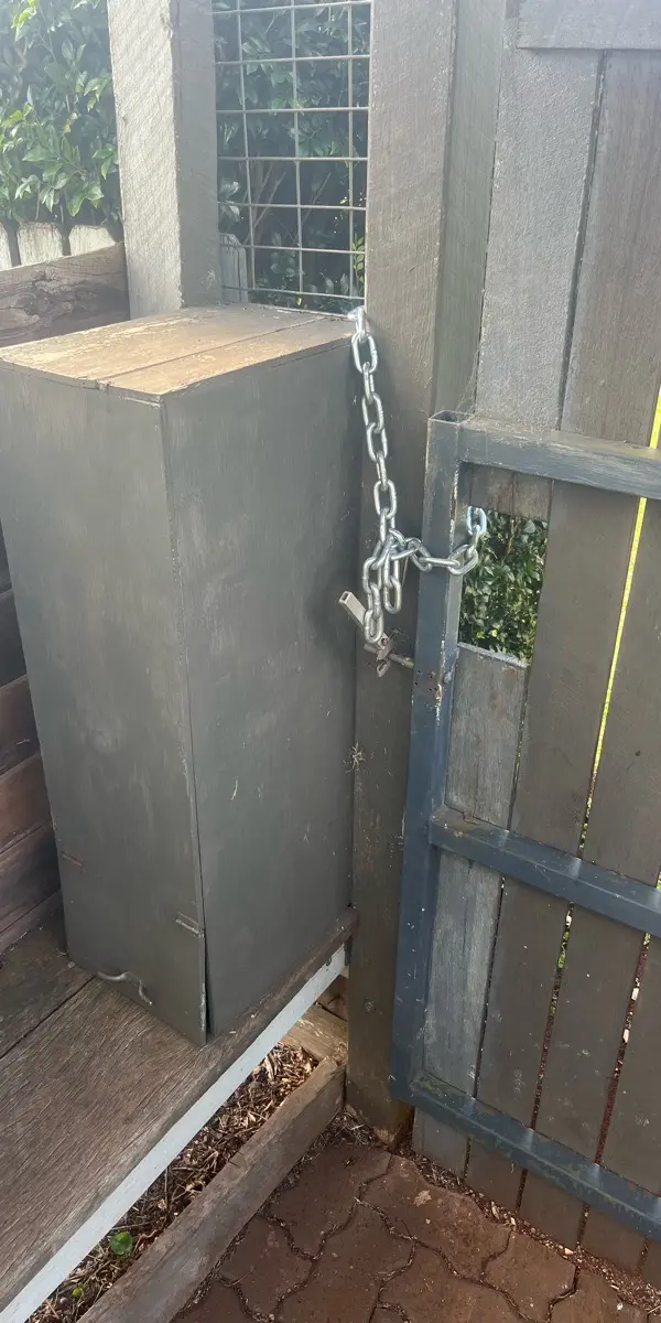 before Grey Timber/Painted Swing Gate – Gate Quote, Centenary Heights