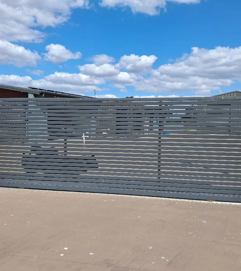 before Basalt Powder-coated Aluminium Sliding Gate – New Gate, Torrington