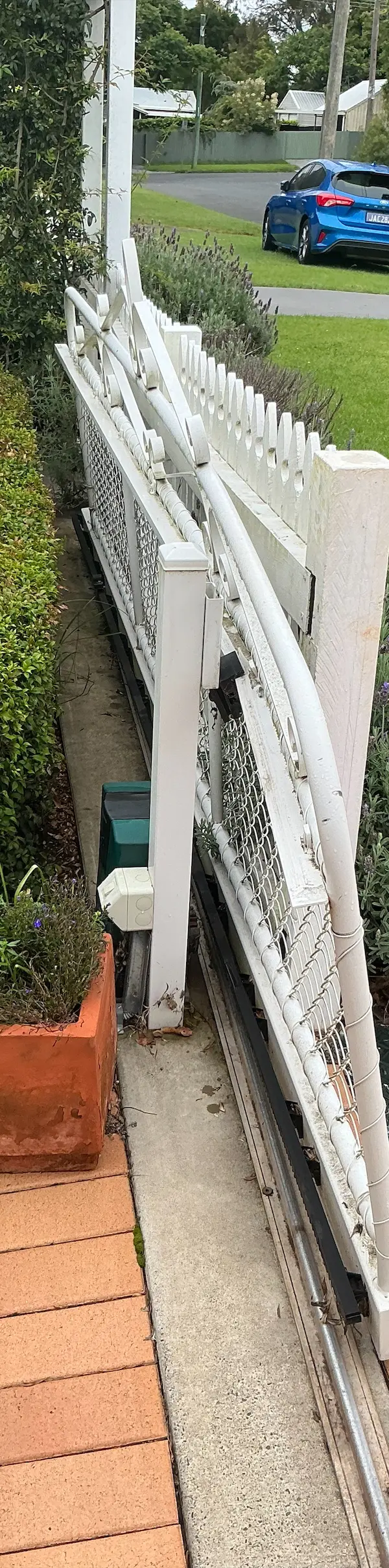 before White Powder-coated Aluminium Sliding Gate – GATE REPLACEMENT, Mount Lofty
