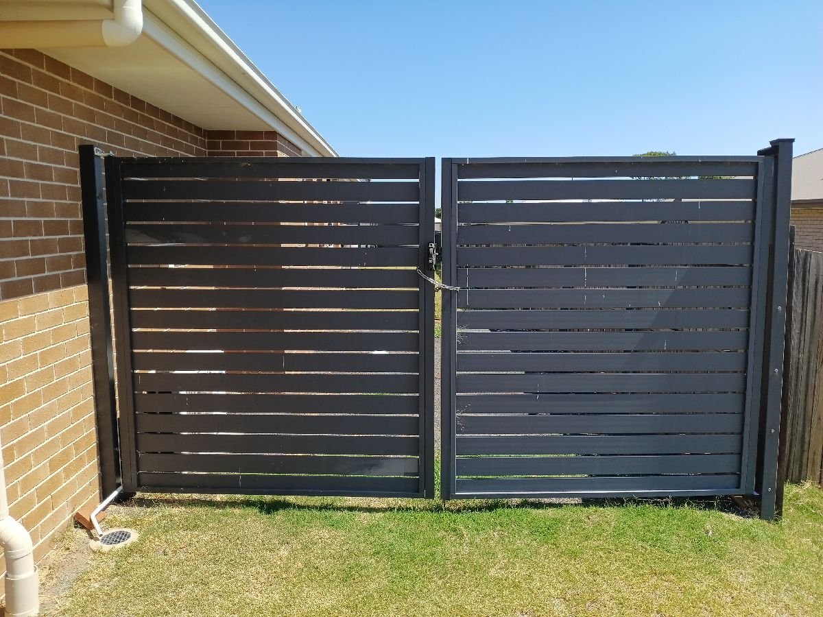 before Monument Powder-coated Aluminium Swing Gate – GateFAB, Westbrook