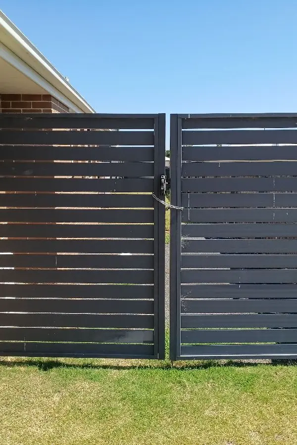 before Monument Powder-coated Aluminium Swing Gate – GateFAB, Westbrook