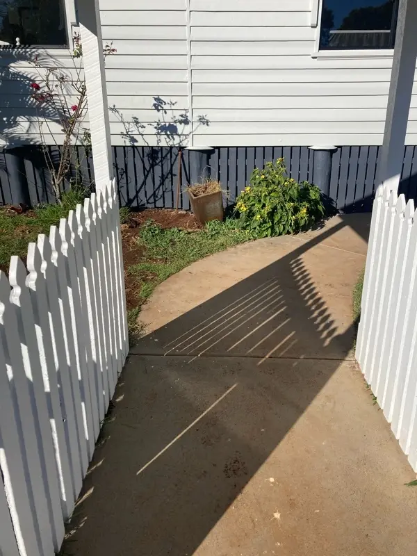 before White Existing Timber Palings Sliding Gate – GAL FRAME (INC RETURN), East Toowoomba