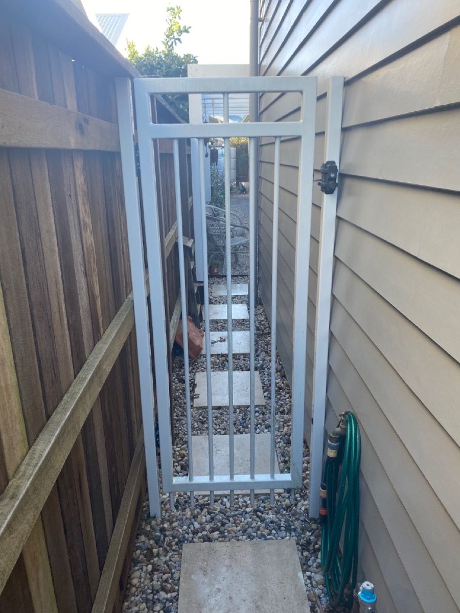 before White Powder-coated Aluminium Swing Gate – Side Gate, Mount Lofty