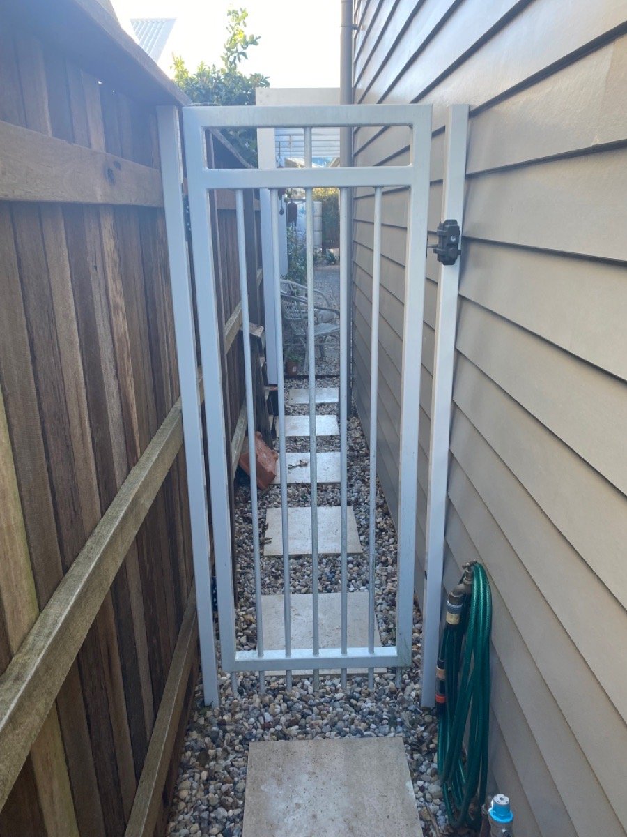 before White Powder-coated Aluminium Swing Gate – Side Gate, Mount Lofty